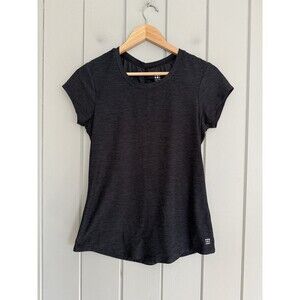 Title Nine Shirt S Small Gray Crew Short Sleeve Buttah Lt Spacedye Stretch